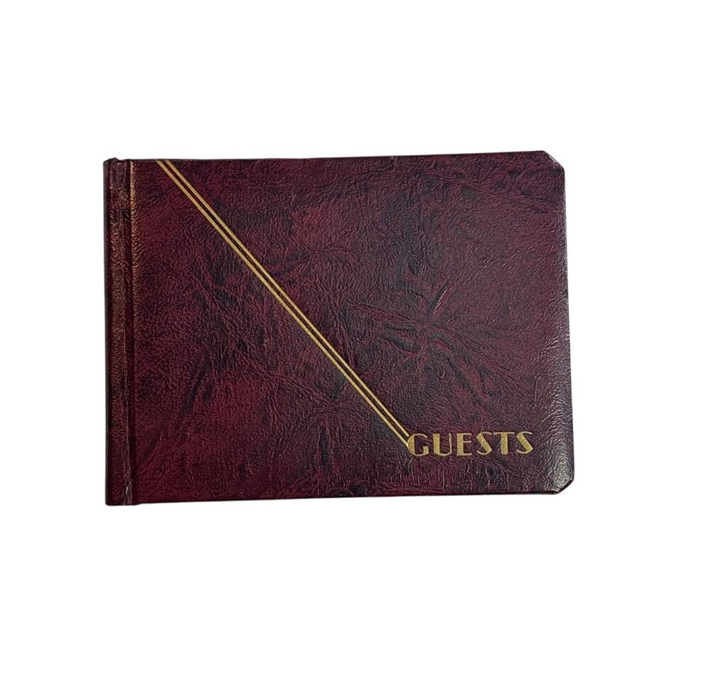 Guest Book Vintage Horn Red Black Gold Unused USA 8530